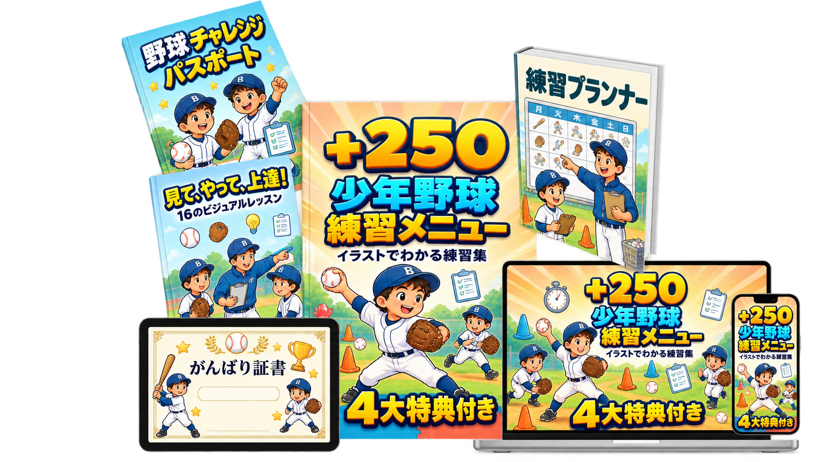 野球ドリル完全パックと4つの特典